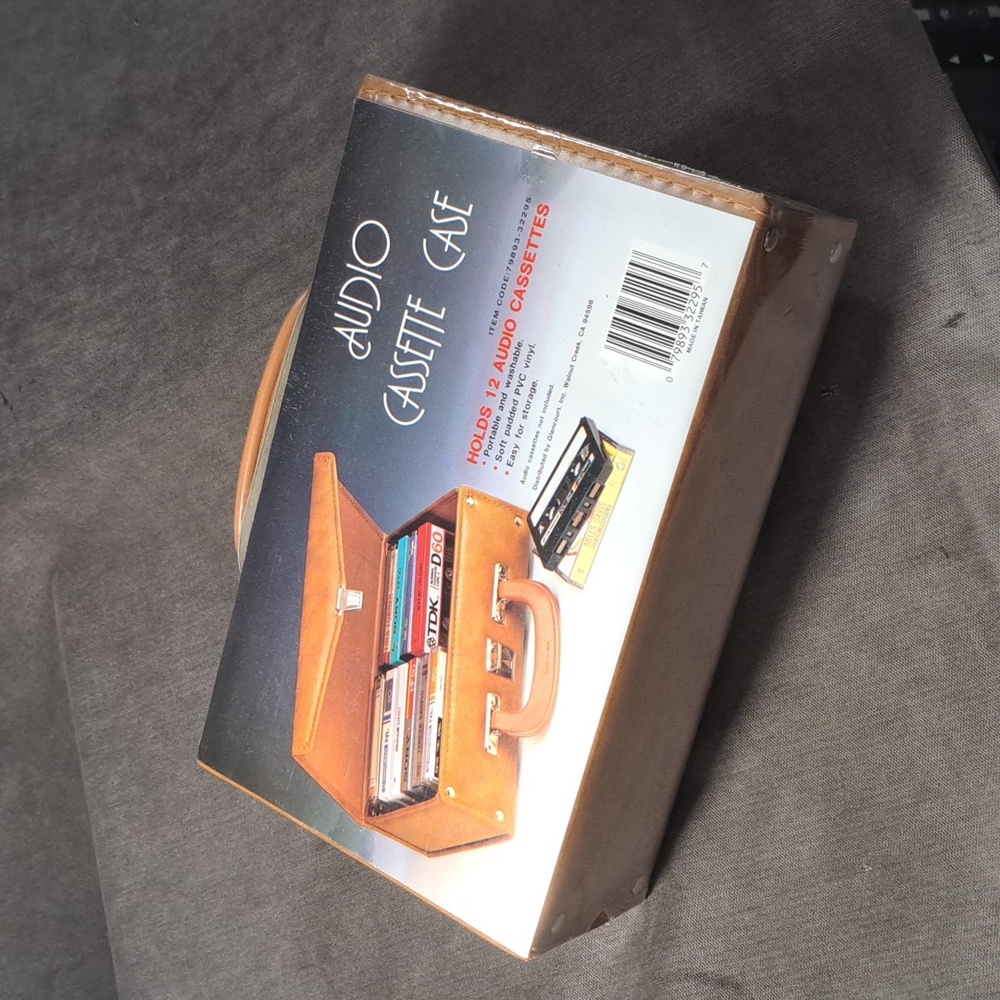 Vintage New Old Stock Light Brown Vinyl Audio Cassette Case NEW SEALED *HOLDS 12